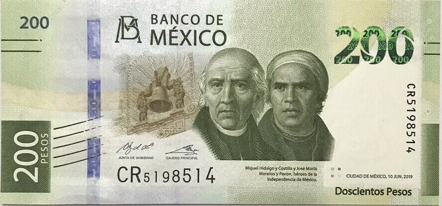 Mexico 200 Pesos 2022 Sign Alejandro Díaz Random Series P 135 UNC
