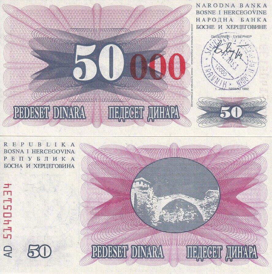 Bosnia 50000 Dinara 15.10.1993 P 55 b UNC