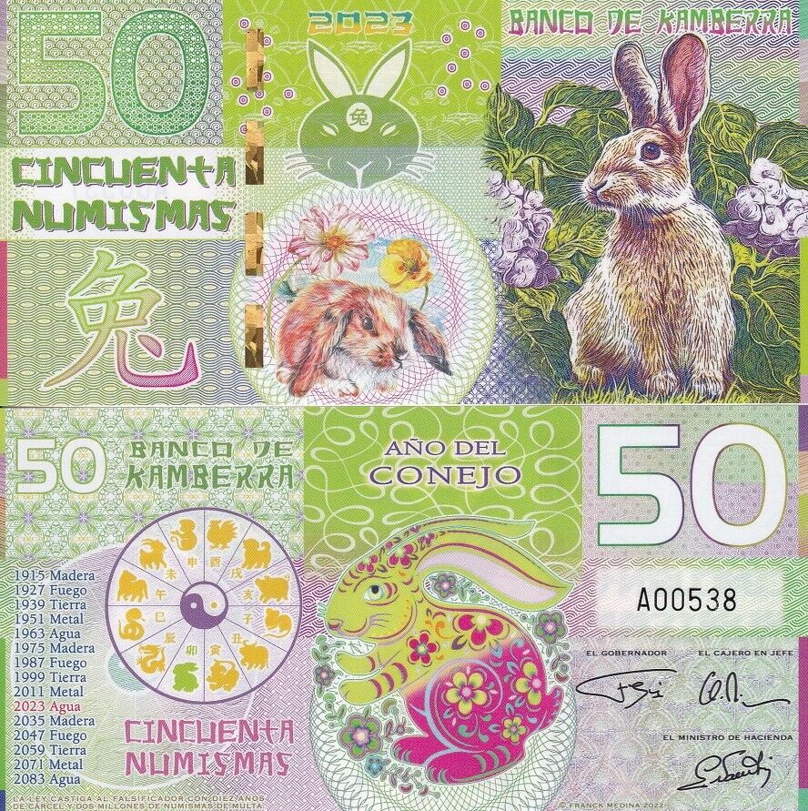 KAMBERRA 50 Numismas 2023 RABBIT Private Fantasy ISSUE POLYMER ZODIAC
