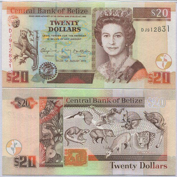 Belize 20 Dollars 2010 P 69 d UNC