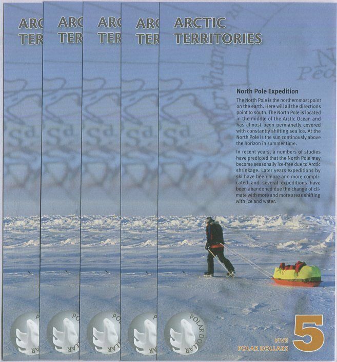 ARCTIC TERRITORIES 5 DOLLARS 2012 POLYMER MUSK UNC LOT 5 PCS
