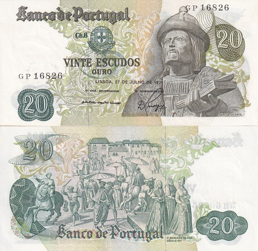 Portugal 20 Escudos 1971 P 173 XF/AU