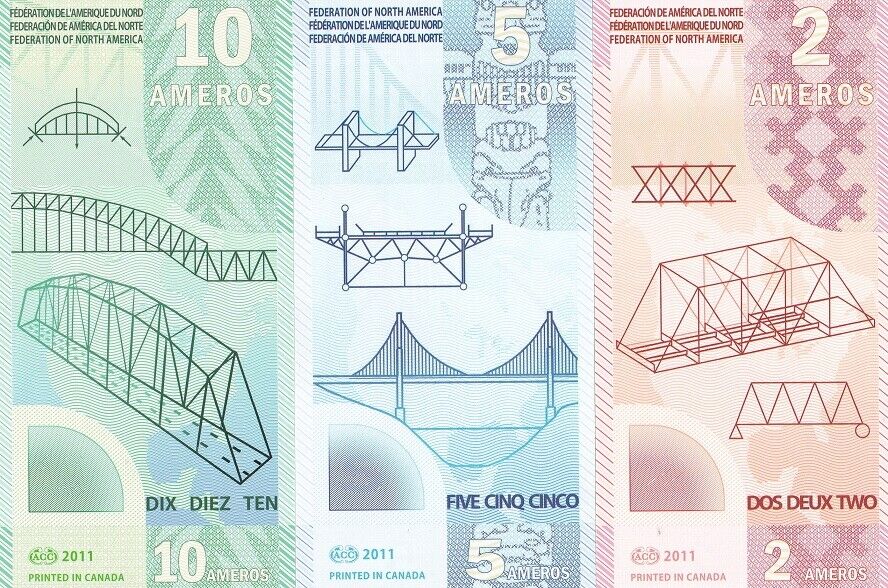 Federation of North America Set 3 PCS 2 5 10 Ameros 2011 Polymer FANTASY