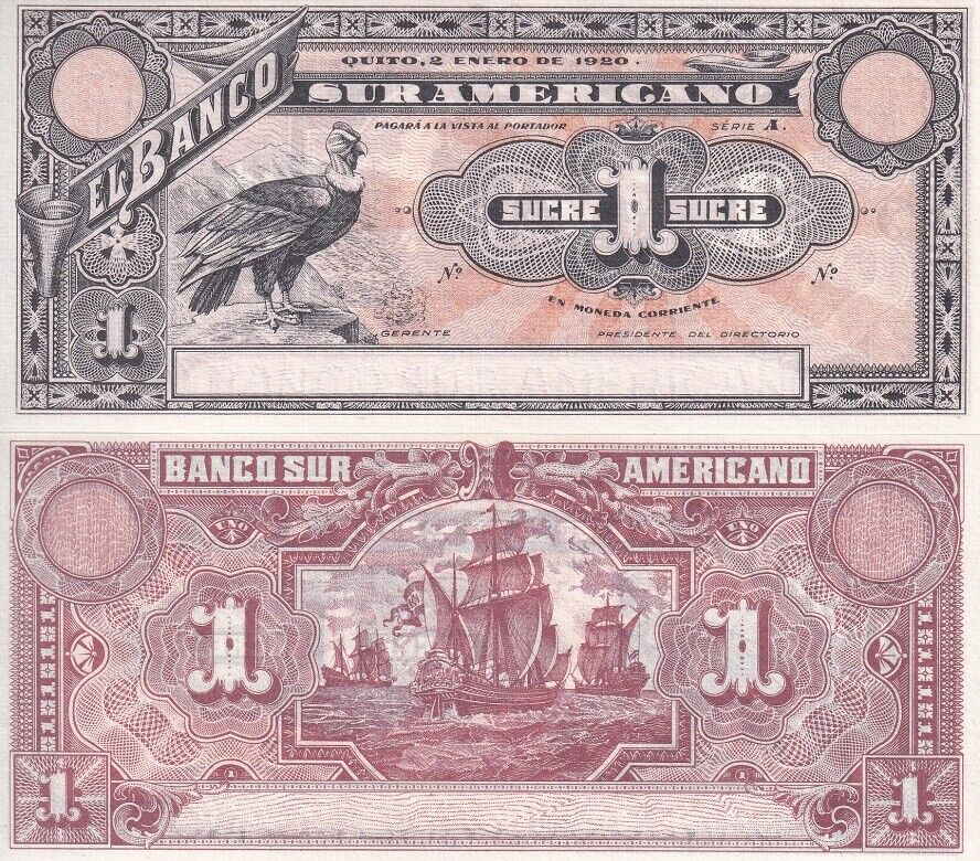 Ecuador 1 Sucre 1920 P S251 UNC