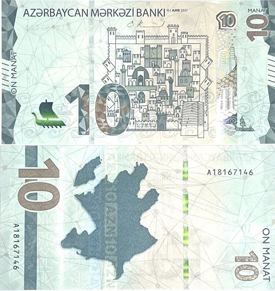 Azerbaijan 10 Manat 2021 / 2022 P 40 a UNC
