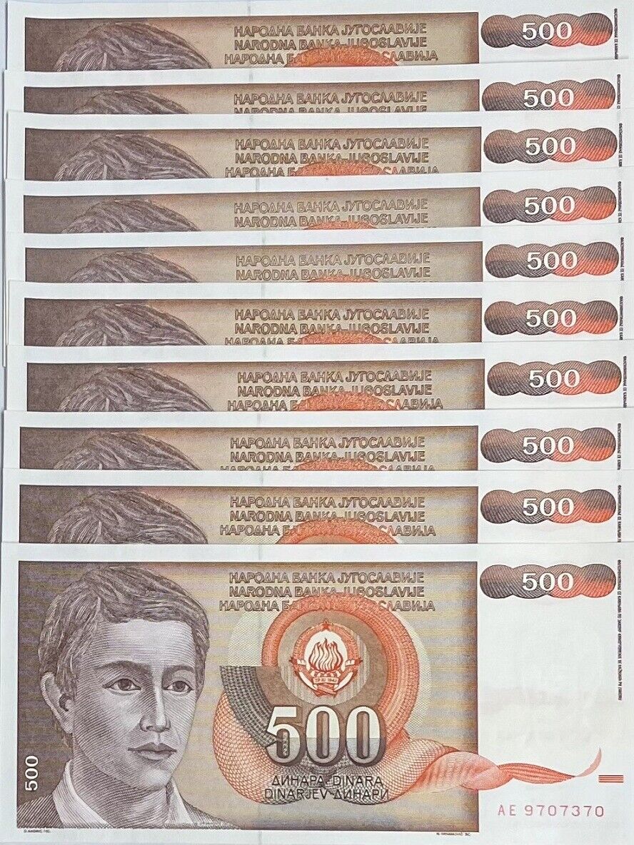 Yugoslavia 500 Dinara 1991 P 109 UNC LOT 10 PCS