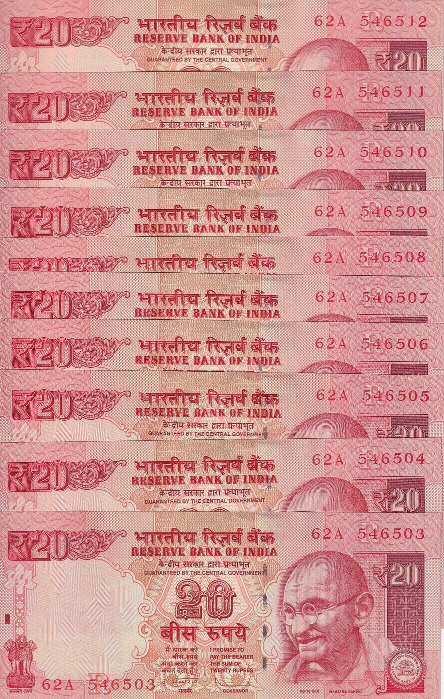 India 20 Rupees 2012 P 103 New Symbol UNC LOT 10 PCS