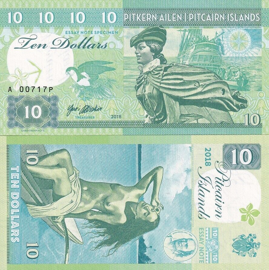 PITCAIRN ISLANDS 10 DOLLARS 2018 BEAUTIFUL GIRL Beach SOUTH PACIFIC