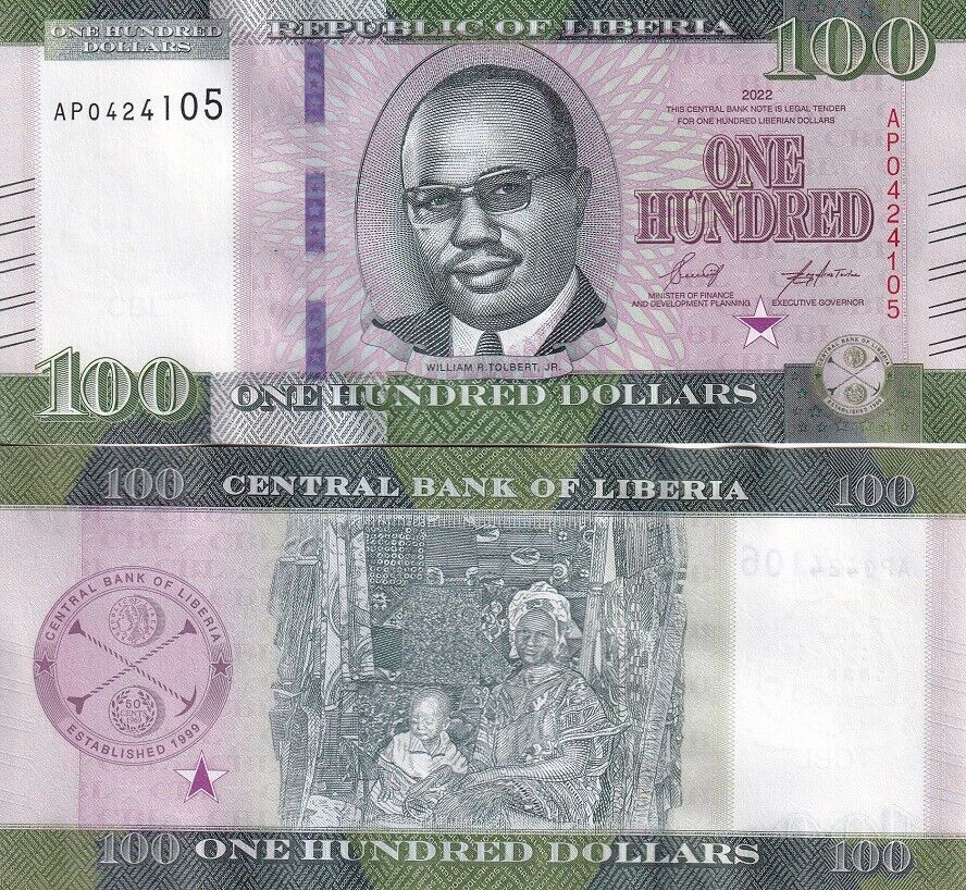 Liberia 100 Dollars 2022 / 2023 P 41 UNC LOT 10 PCS