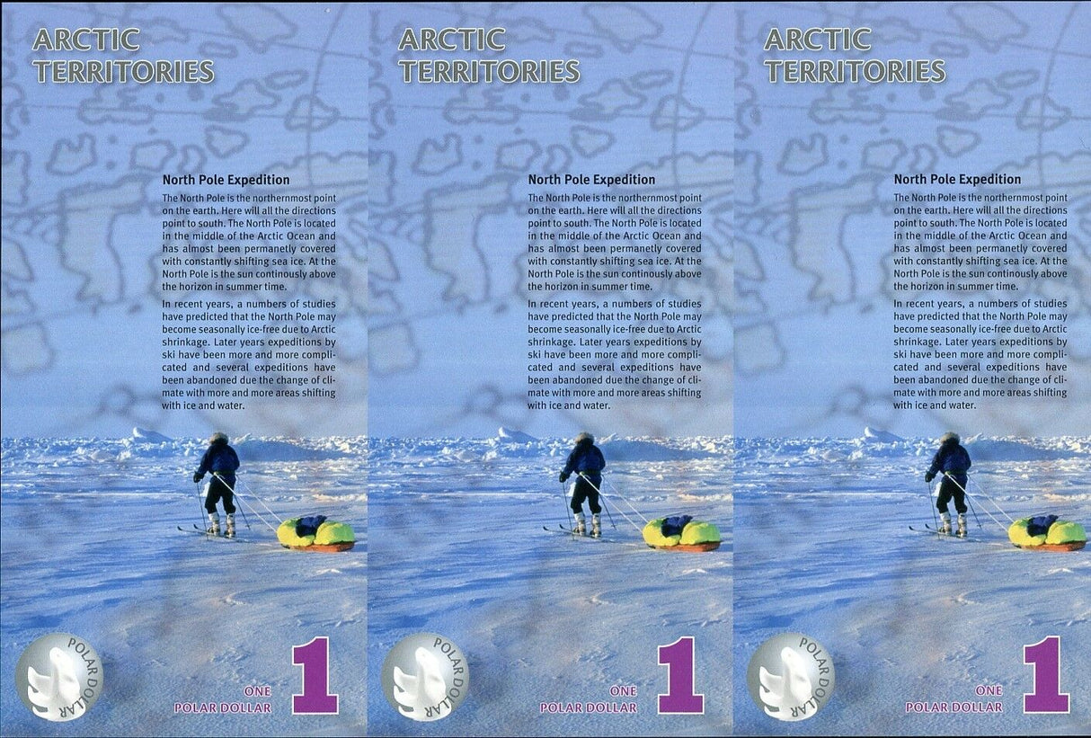 ARCTIC TERRITORIES 1 DOLLARS 2012 SERIES A B C MATCHING SHEET 3 UNC