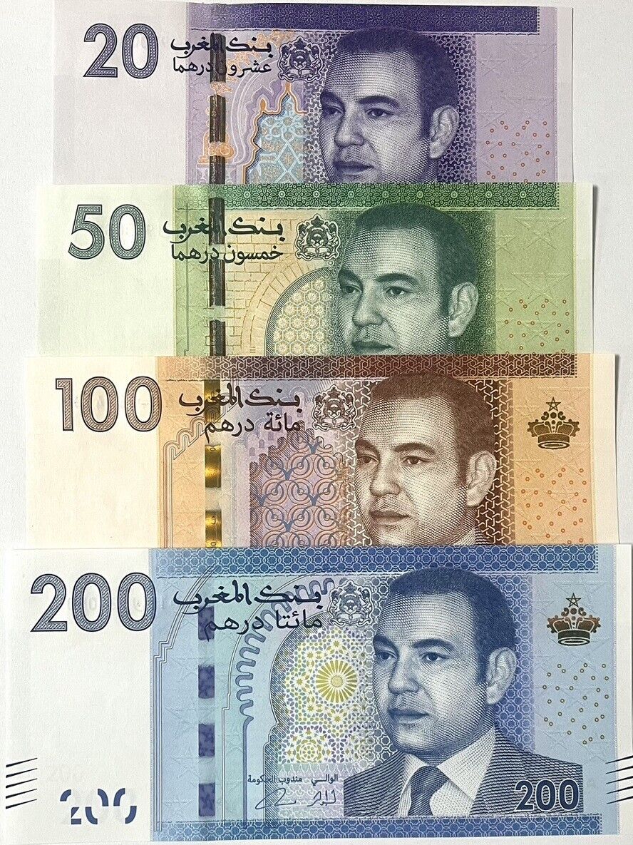 Morocco Set 20 50 100 200 Dirhams 2012-2013 P 74 P 75 P 76 77 UNC