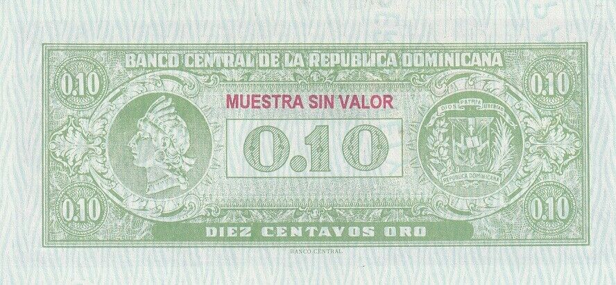 Dominican Republic 10 Centavos Oro ND 1961 P 86 UNC