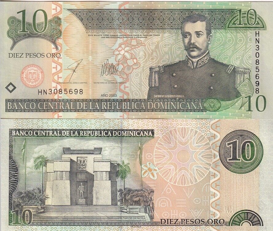 Dominican Republic 10 Pesos 2003 P 168 c UNC