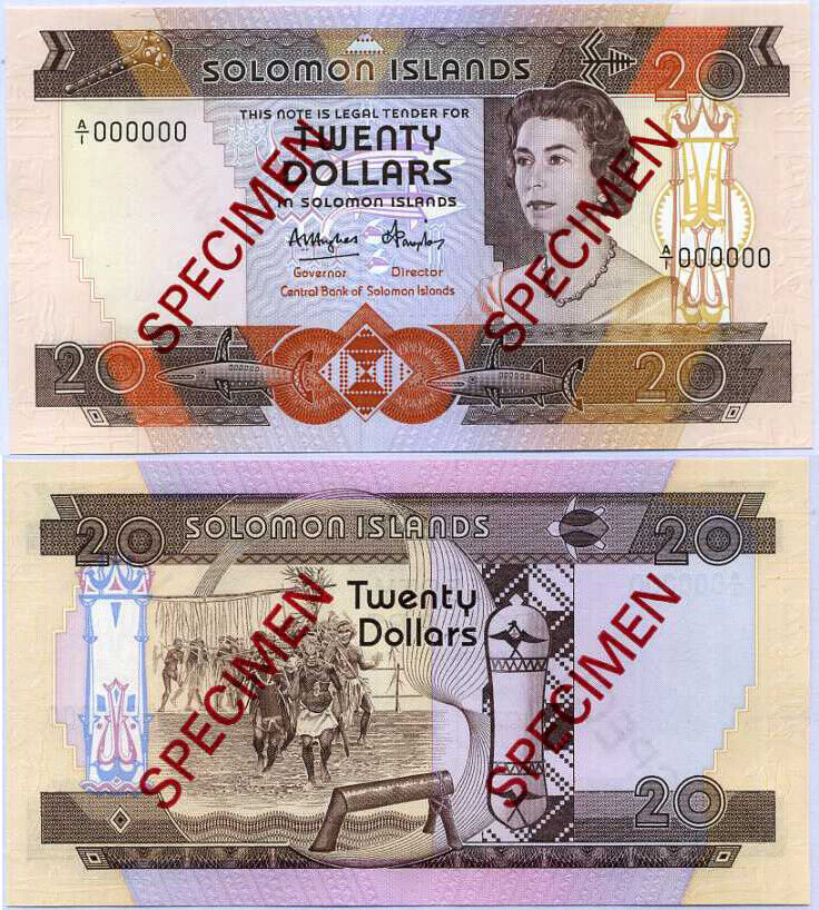 Solomon Islands 20 Dollars ND 1984 P 12 s Specimen A/1 000000 UNC