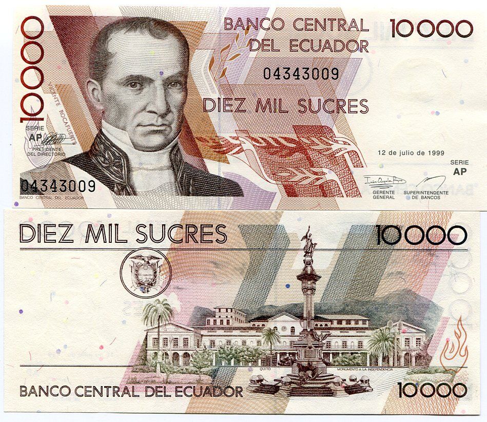 Ecuador 10000 Sucres JULY-1999 P 127 AUnc