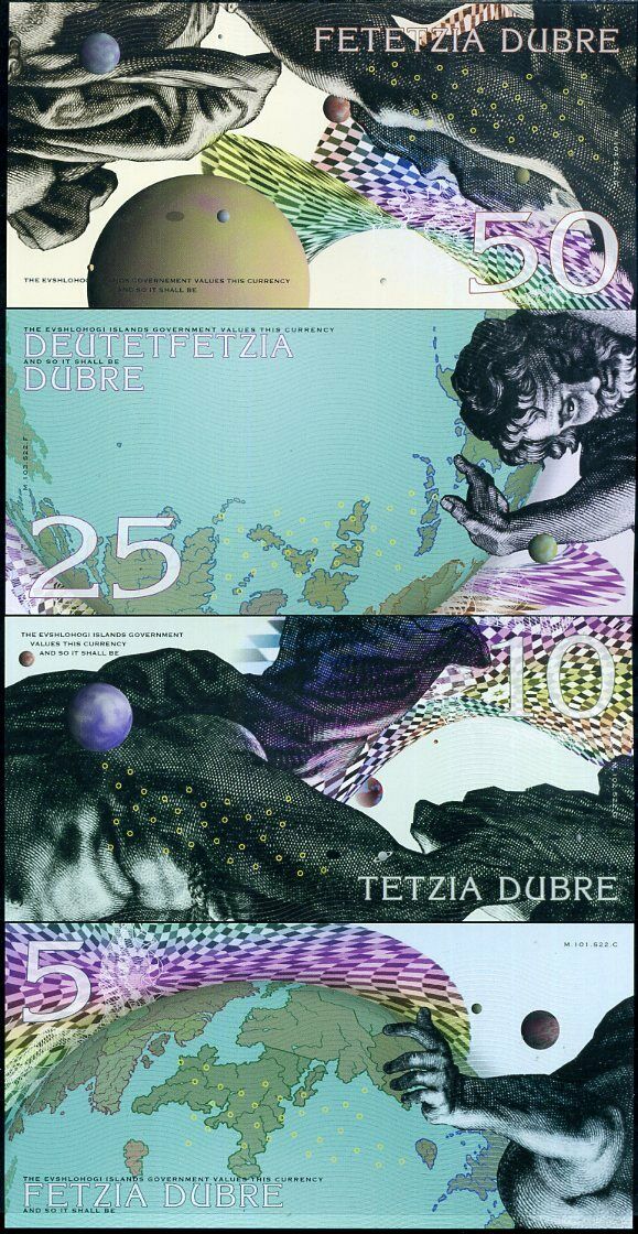 EVSHLOHOGI SET 4 UNC 5 10 25 50 FETZIA DUBRE PRIVATED ISSUED NICE DESIGN