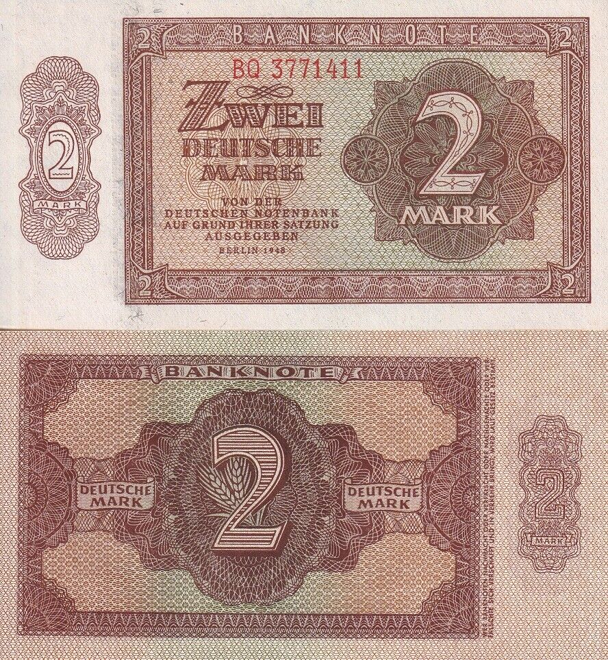GERMANY Democratic 2 Deutsche MARK 1948 P 10 b UNC