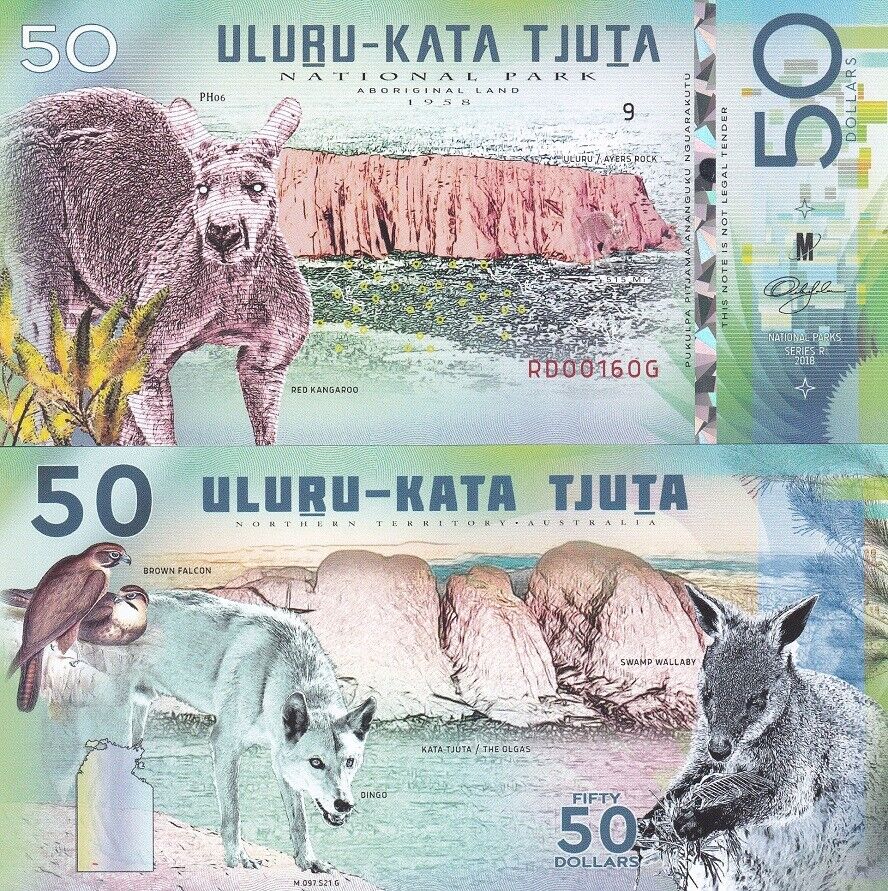 Australia Uluru-Kata Tjuta National Park 50 dollars Polymer 2018 Kangaroo UNC