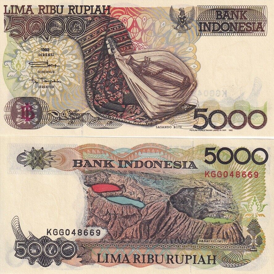 Indonesia 5000 Rupiah 1992/1992 P 130 a UNC
