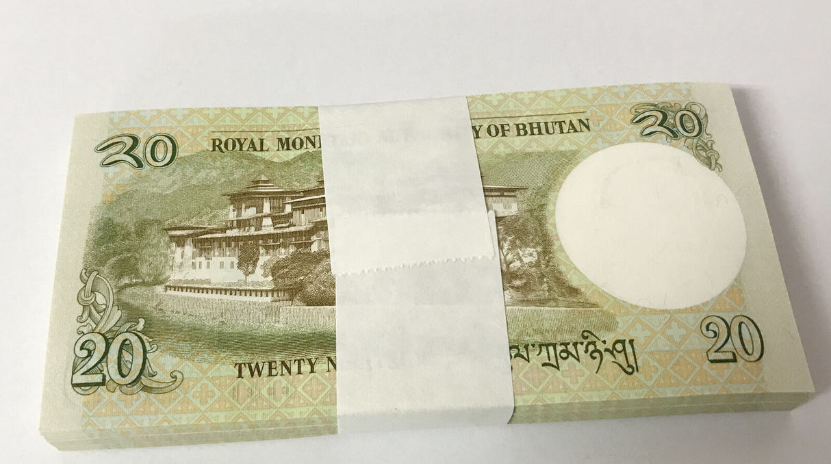 Bhutan 20 Ngultrum 2013 P 30 UNC LOT 100 PCS 1 BUNDLE