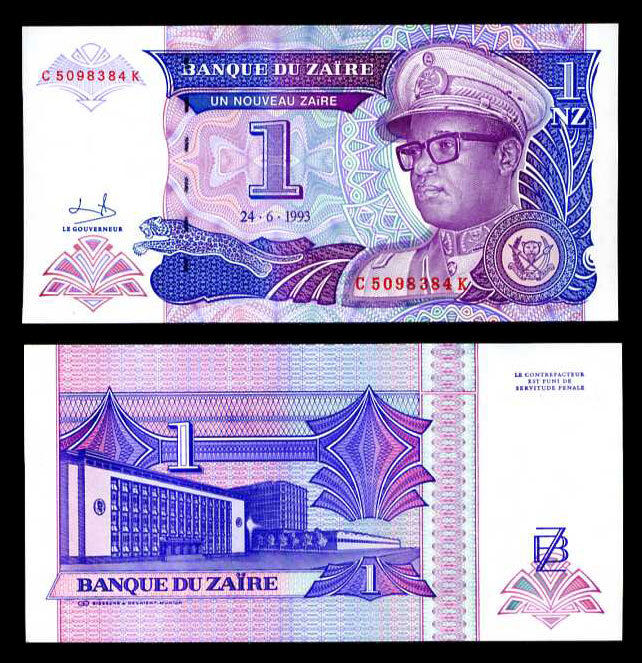 ZAIRE 1 NOUVEAUX MAKUTA 1993 P 52 AUnc