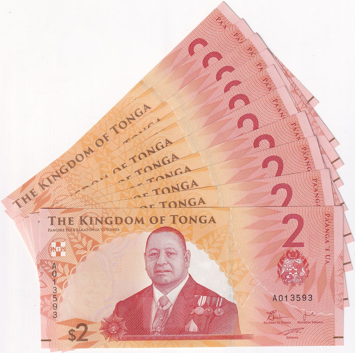 Tonga 2 Pananga 2023 2024 P 50 NEW Design Whale LOT 10 UNC