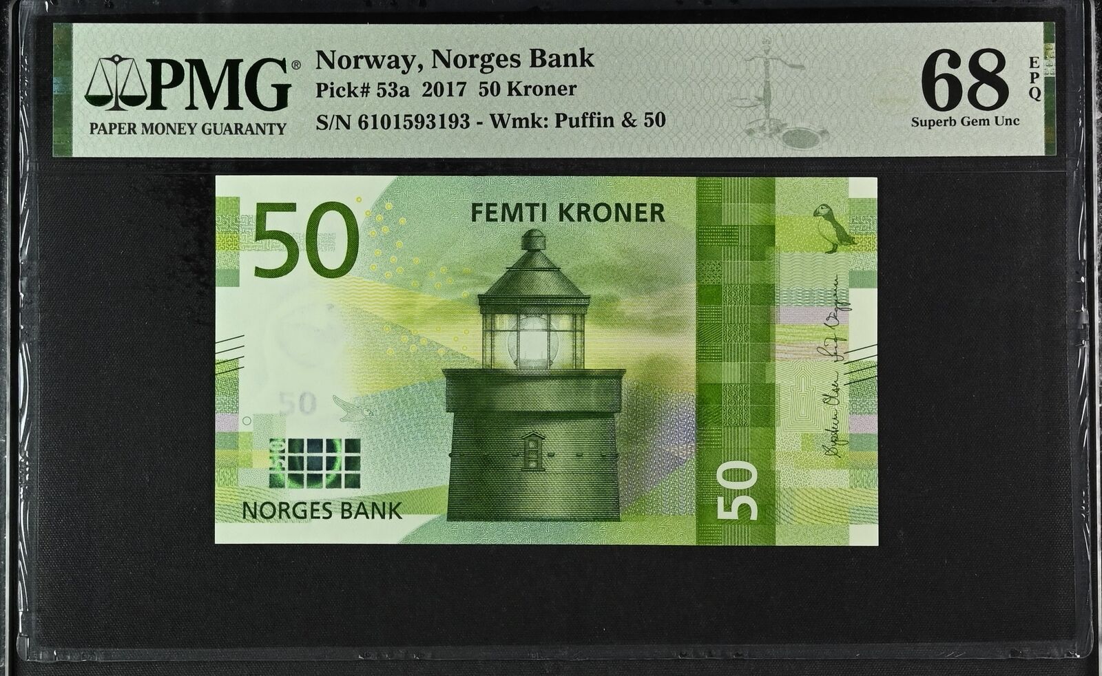 Norway 50 Kroner 2017 P 53 a Superb Gem UNC PMG 68 EPQ – Noteshobby