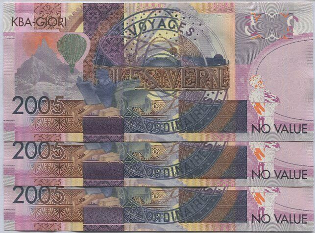 KBA GIORI TEST NOTE SPECIMEN Jules Verne 2005 Hologram OVI UNC Type II Lot 3 Pcs