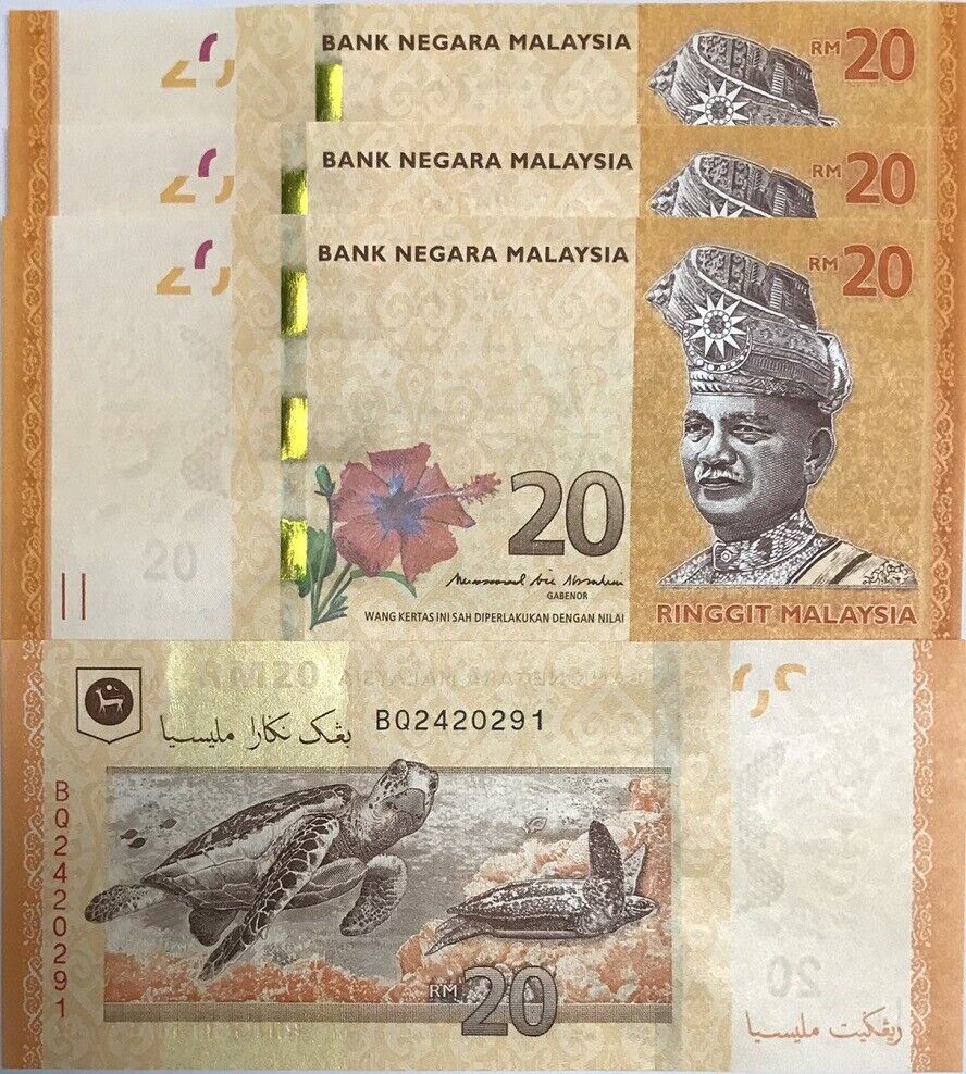 Malaysia 20 Ringgit ND 2017 P 54 b UNC LOT 3 PCS