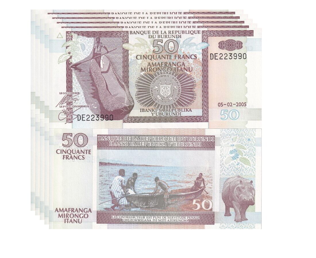 Burundi 50 Francs 2005 P 36 e UNC LOT 5 PCS