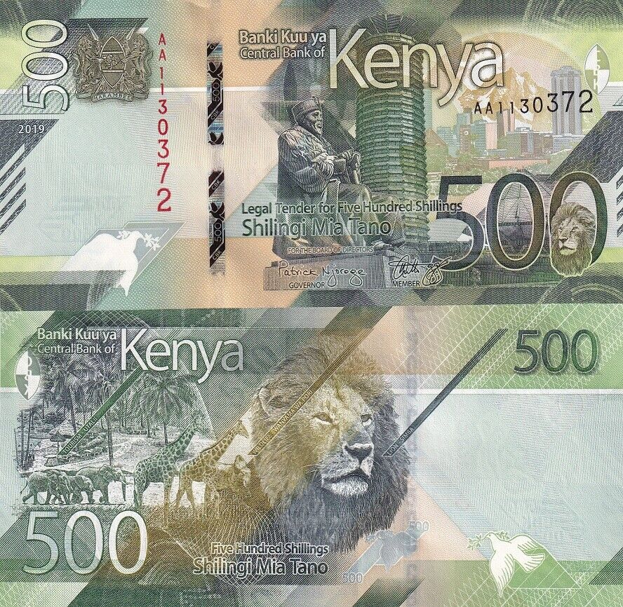 Kenya 500 Shillings 2019 AA Prefix P 55 UNC