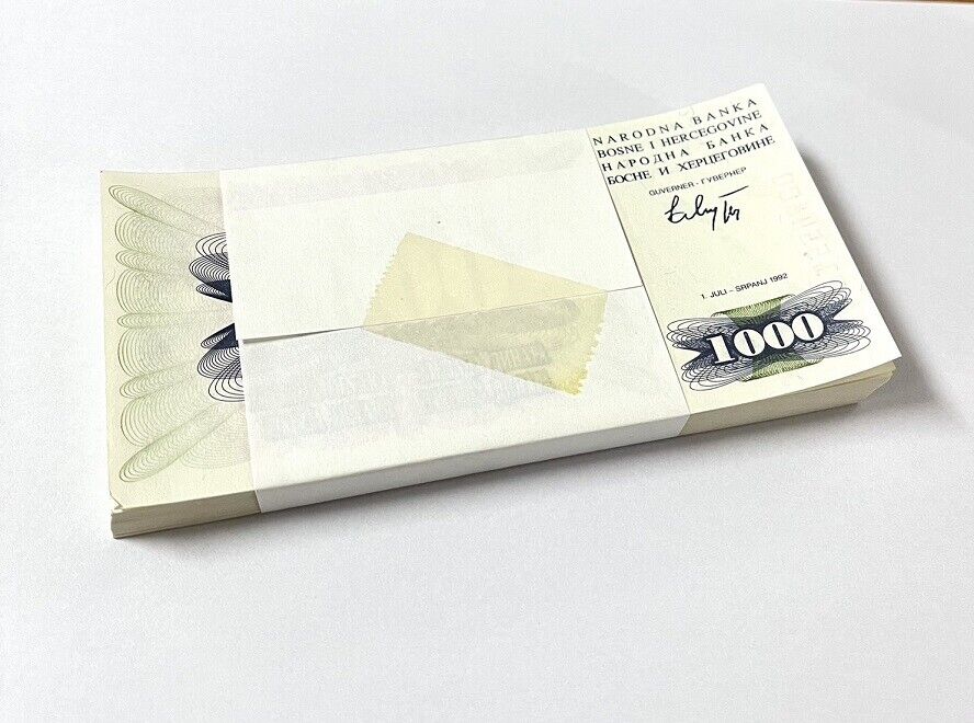 Bosnia 1000 Dinara 1992 P 15 UNC LOT 100 PCS 1 Bundle