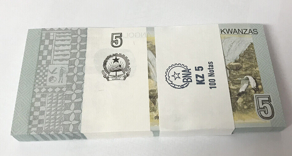 Angola 5 Kwanzas 2012/2017 P 151A UNC Lot 100 Pcs 1 Bundle