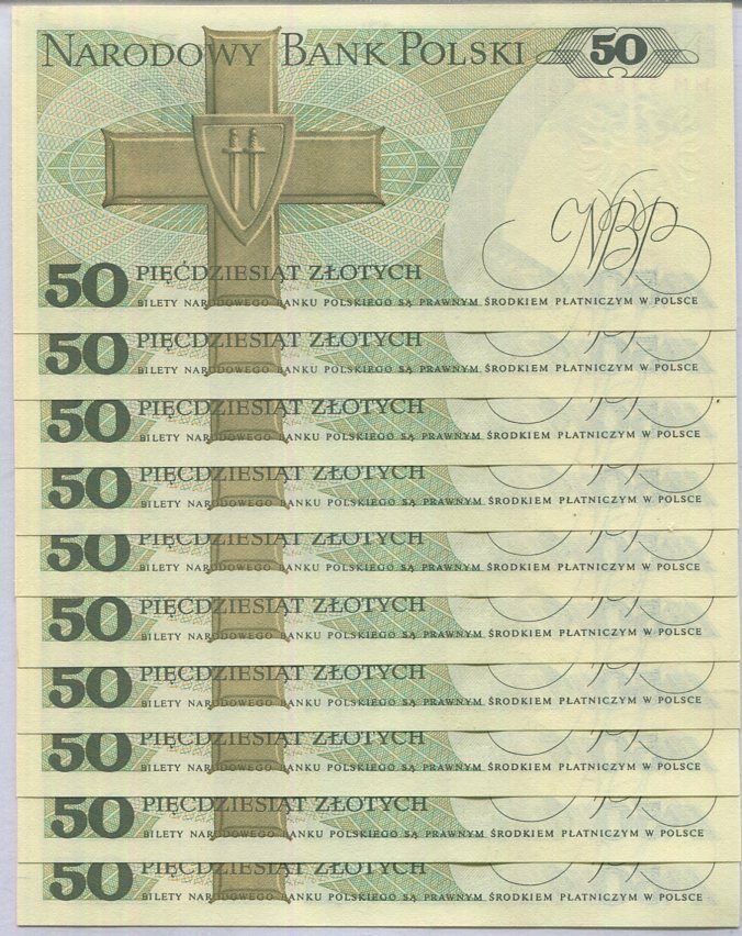 Poland 50 Zlotych 1988 P 142 c UNC Lot 10 PCS