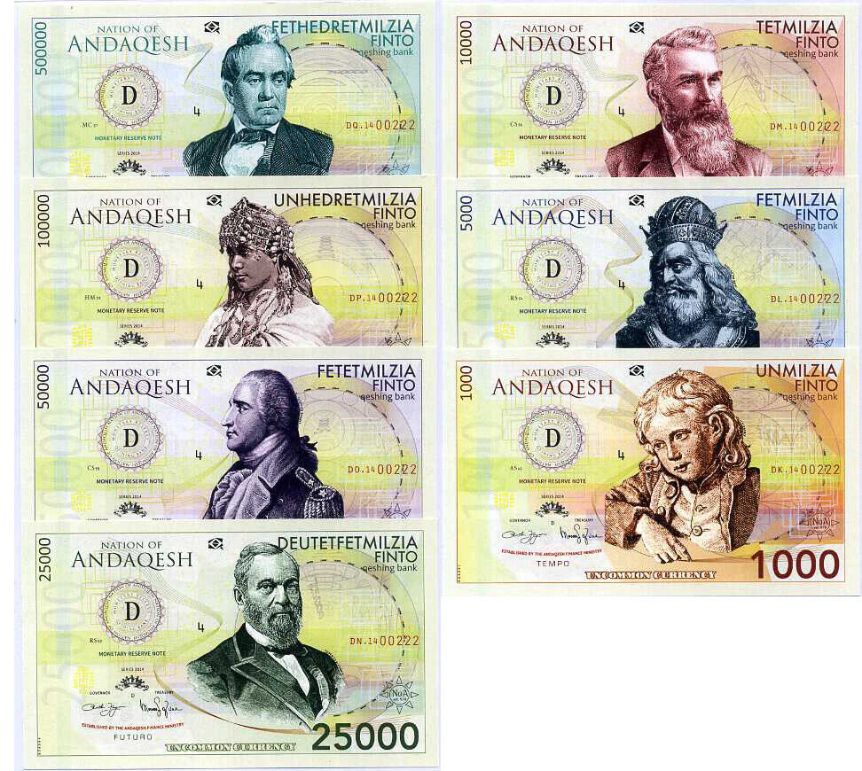 Nation of Andaqesh Set 7 pcs 1000 - 500,000 Finto - Series 2014