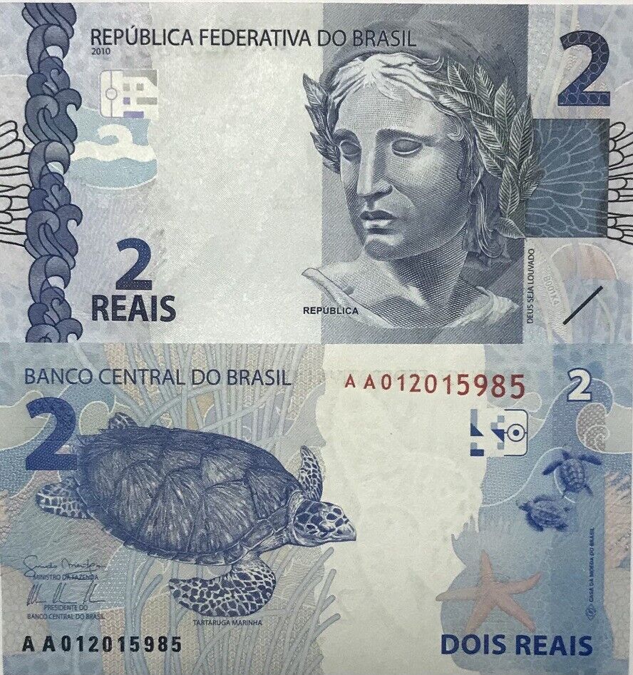 Brazil 2 Reais 2010 P 252 a Prefix AA UNC