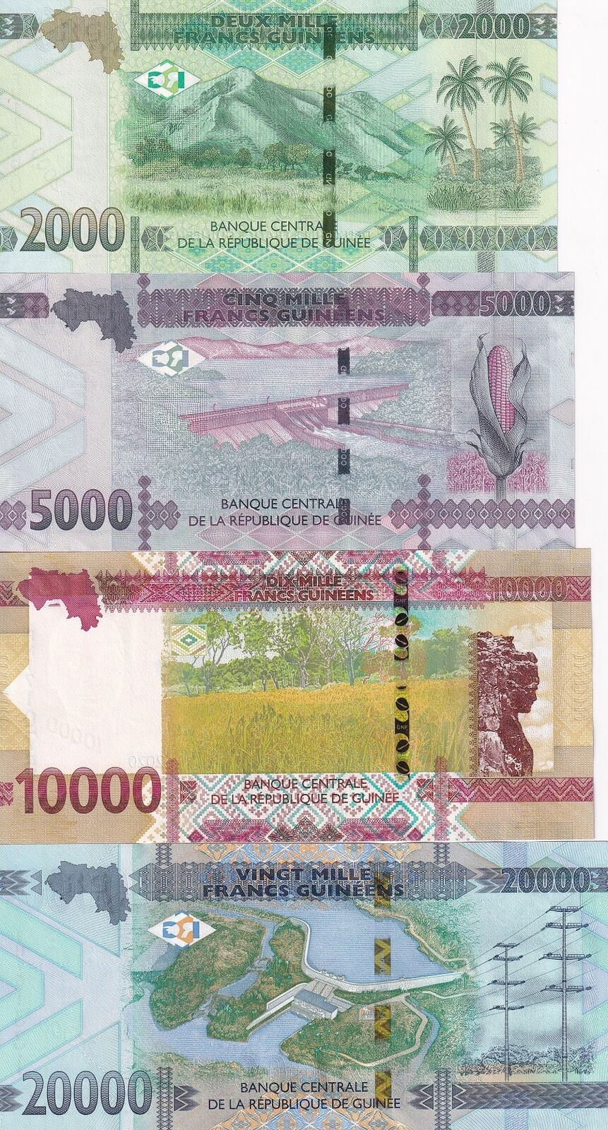 Guinea Set 4 PCS 2000 5000 10000 20000 Francs 2020 2022 P 48A 49 P 49A P 50