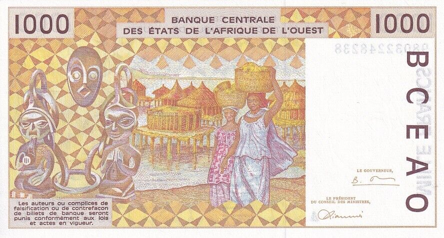 WEST AFRICAN STATES IVORY COAST 1000 FRANCS 1998 P 111 Ah UNC