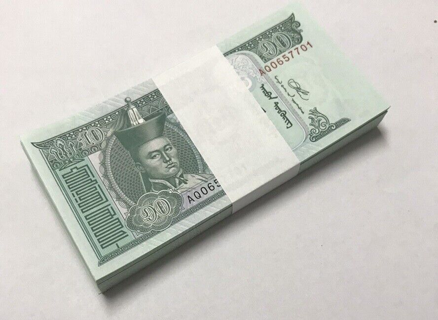 Mongolia 10 Tugrik 2020 P 62 K UNC LOT 100 PCS