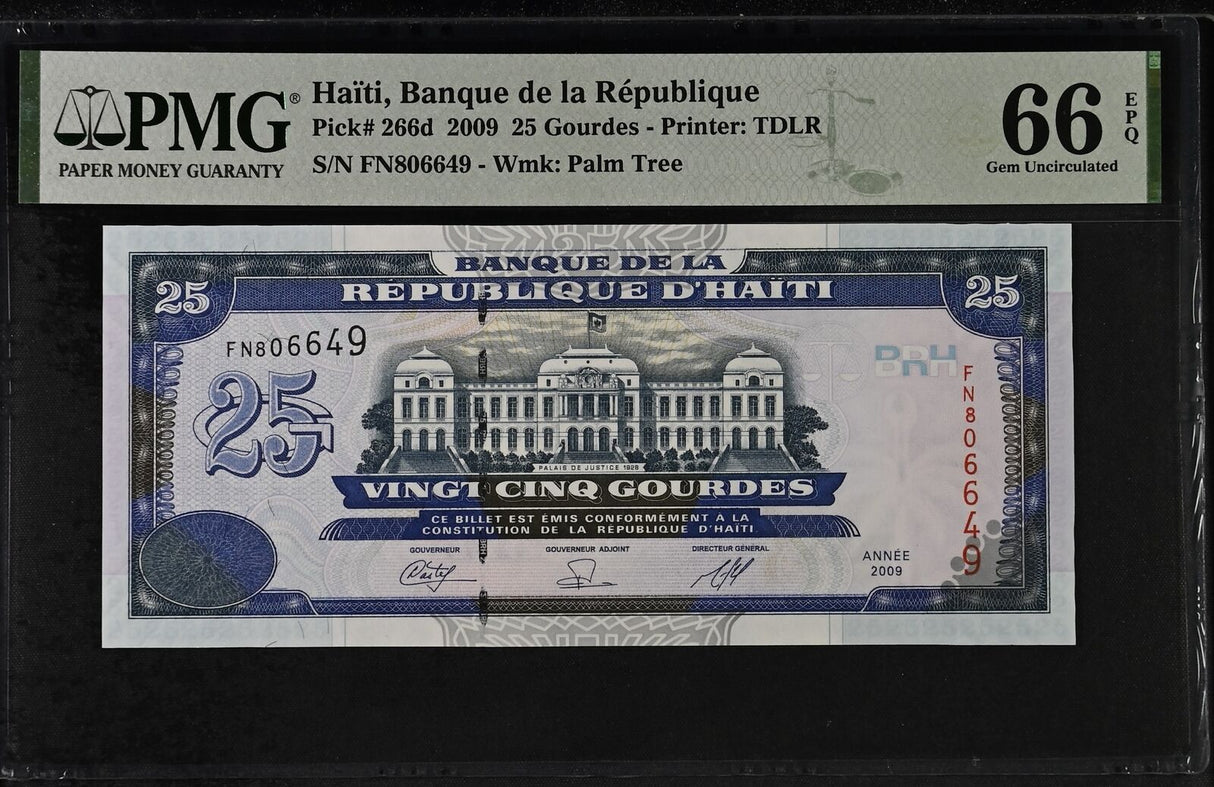Haiti 25 Gourdes 2009 P 266 d Gem UNC PMG 66 EPQ