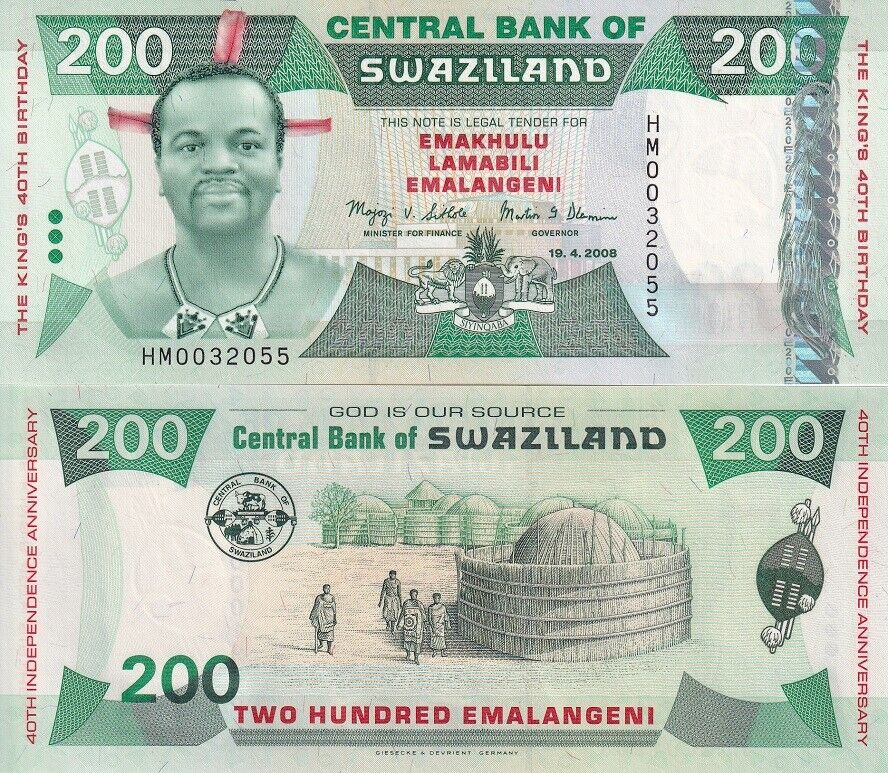 Swaziland 200 Emalangeni 2008 P 35 Comm UNC