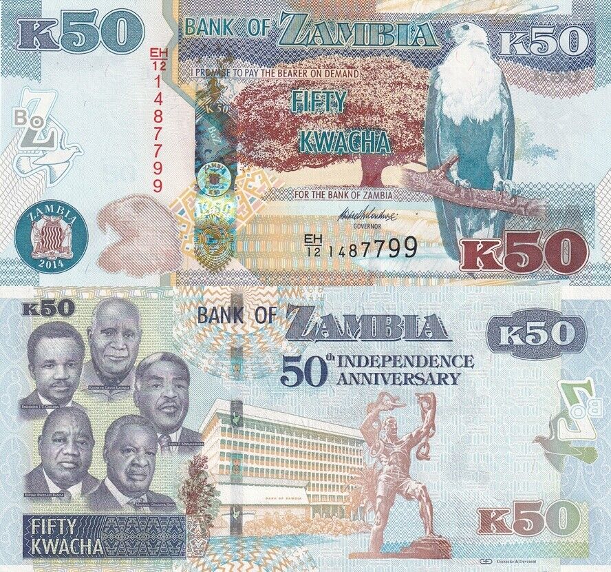 Zambia 50 Kwacha 2014 P 55 a 50th Comm. UNC