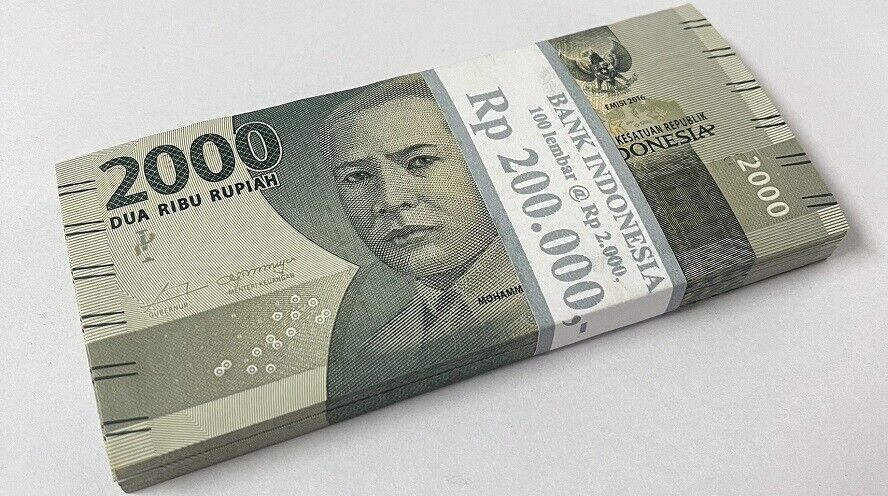 Indonesia 2000 Rupiah 2016/2016 P 155 UNC LOT 100 PCS 1 Bundle