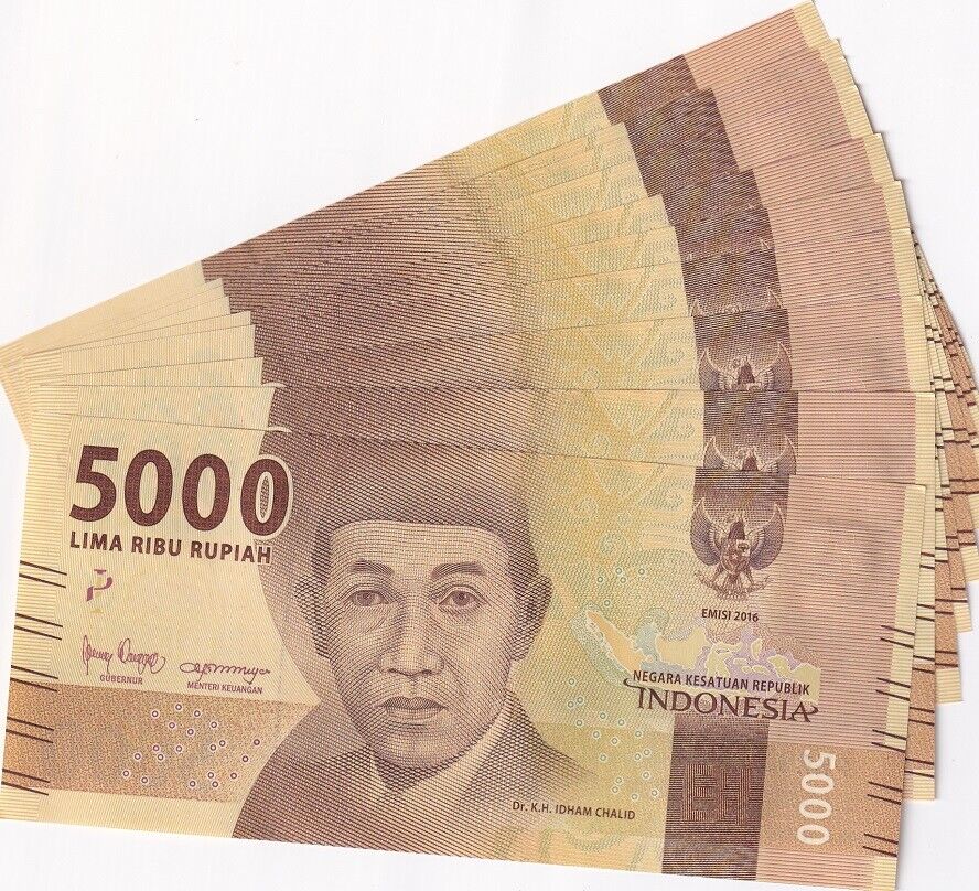 Indonesia 5000 Rupiah 2016/Mixed Year P 156 UNC LOT 10 PCS 1/10 BUNDLE
