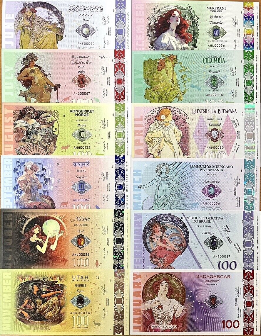 BIRTHSTONE SERIES Set 12 of 100 2023 Month And Country Polymer Fantasy
