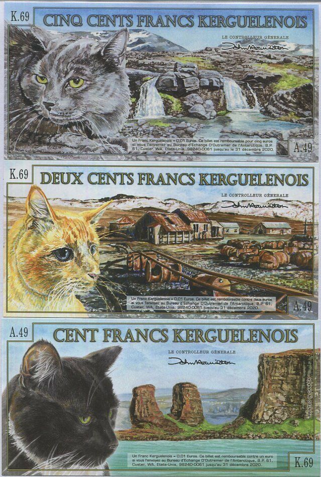 Kerguelen Set 3 PCS 100 200 500 Francs 2010 -2012 Polymer Fantasy