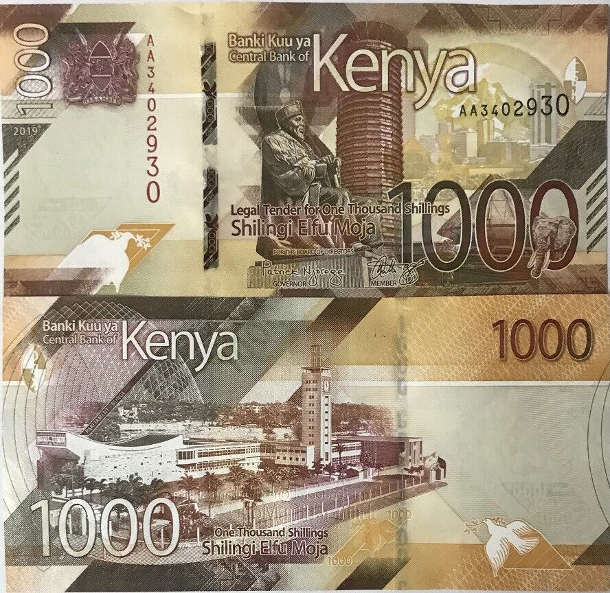 Kenya 1000 Shillings 2019 Prefix AA P 56 UNC