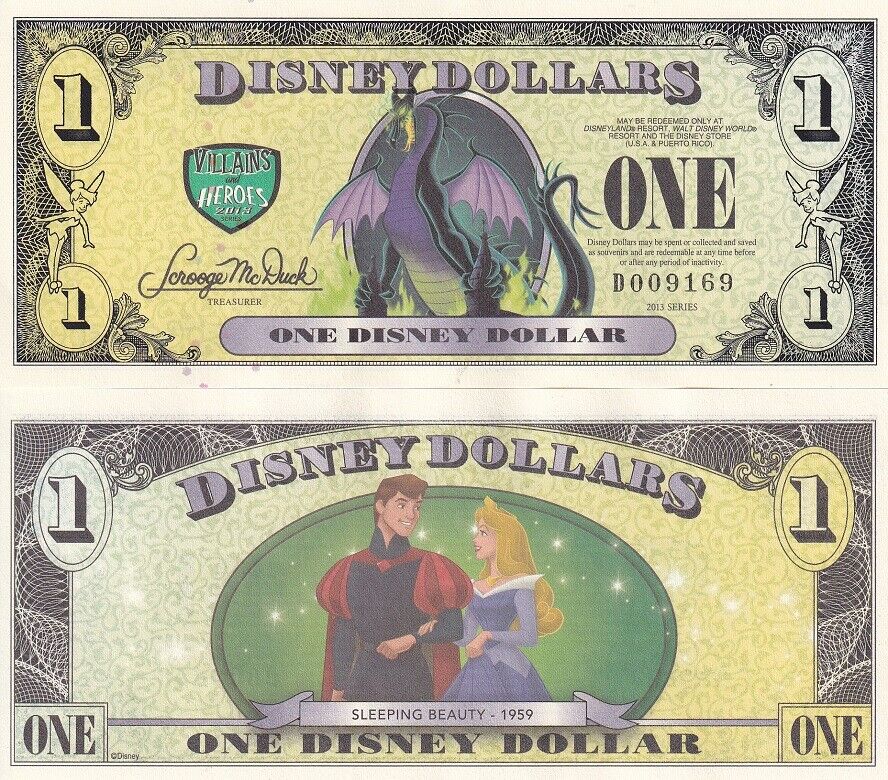 Disney 1 Dollar 2013 Series D Sleeping Beauty Maleficent UNC