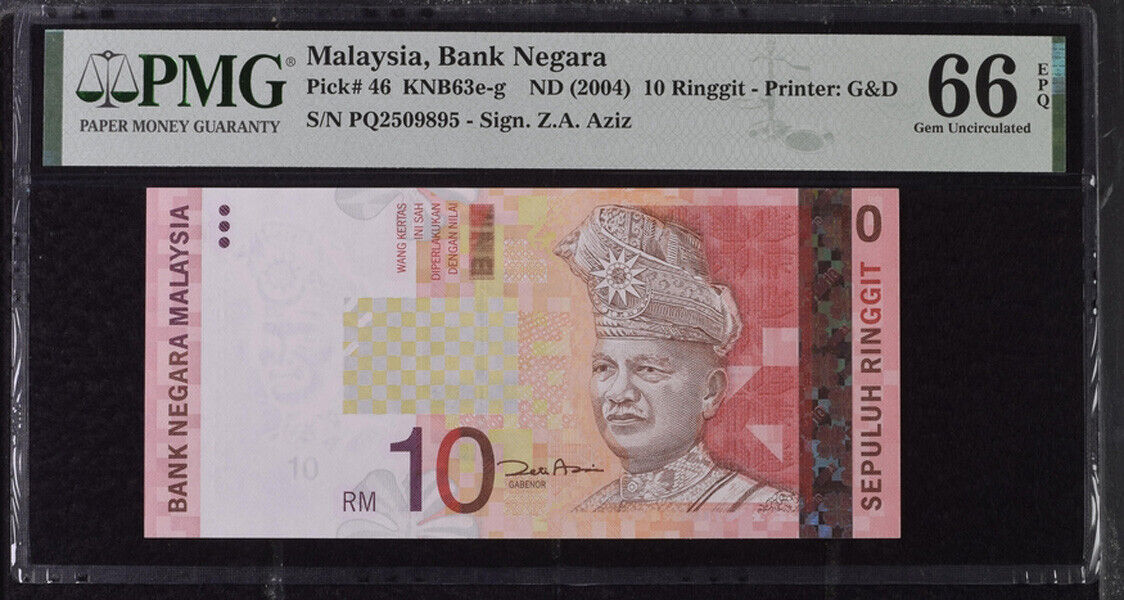 Malaysia 10 Ringgit 2004 P 46 Gem UNC PMG 66 EPQ