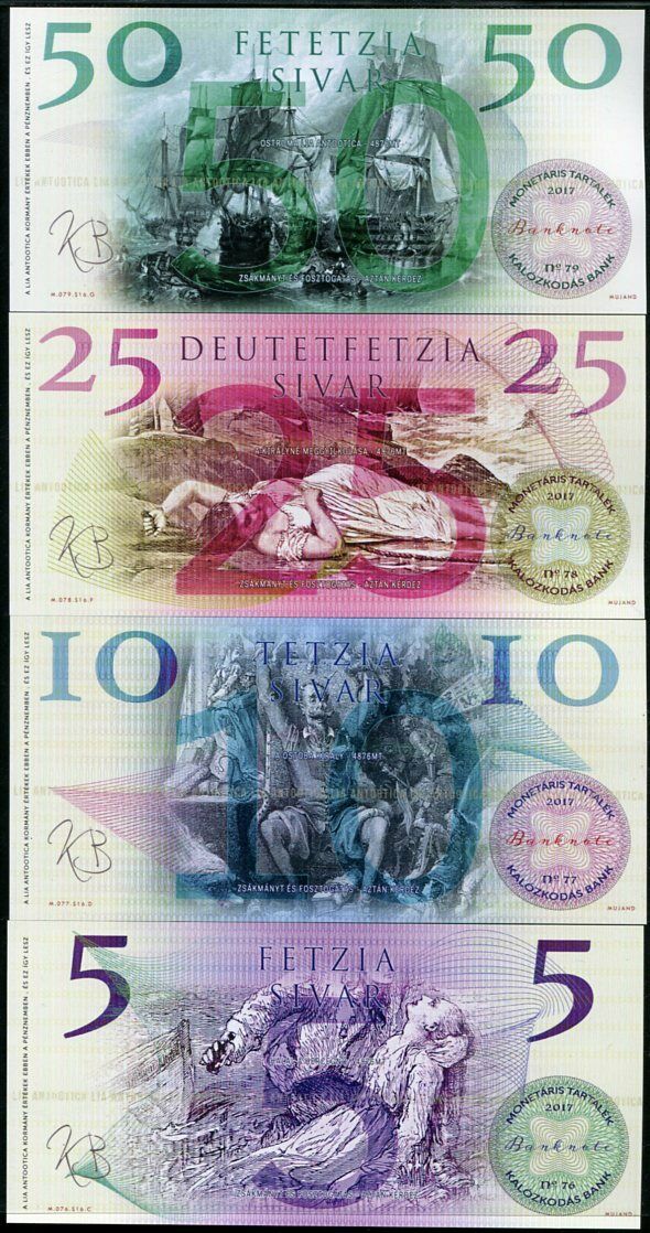 PIRATES LIR ANTOOTICA KALOZKODAS SET 4 SERIES M 5 10 25 50 SILVAR POLYMER 2017